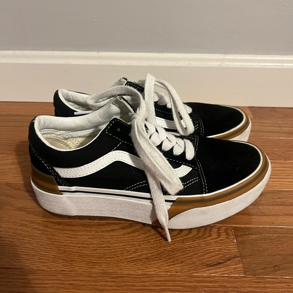 Vans Women’s  Black Sneakers with Gold Trim